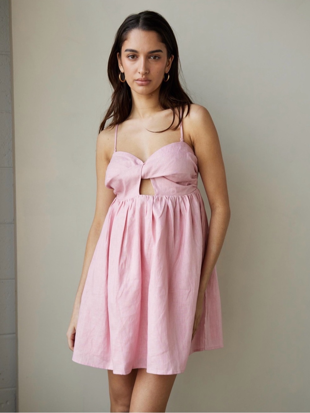 AERE Linen Twist Strapless Mini - Blush Pink - 4US/8AU